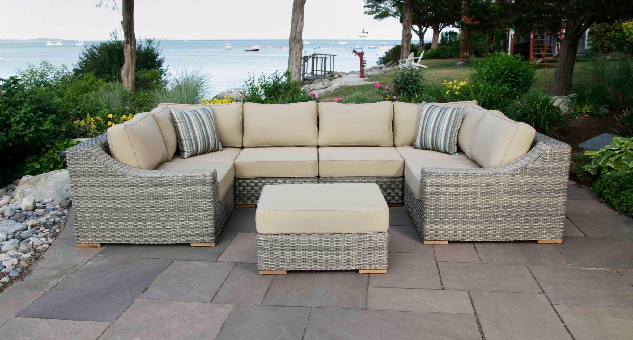 Wicker outdoor sales sofa set