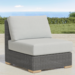none, teak coffee table, 2 ottomans