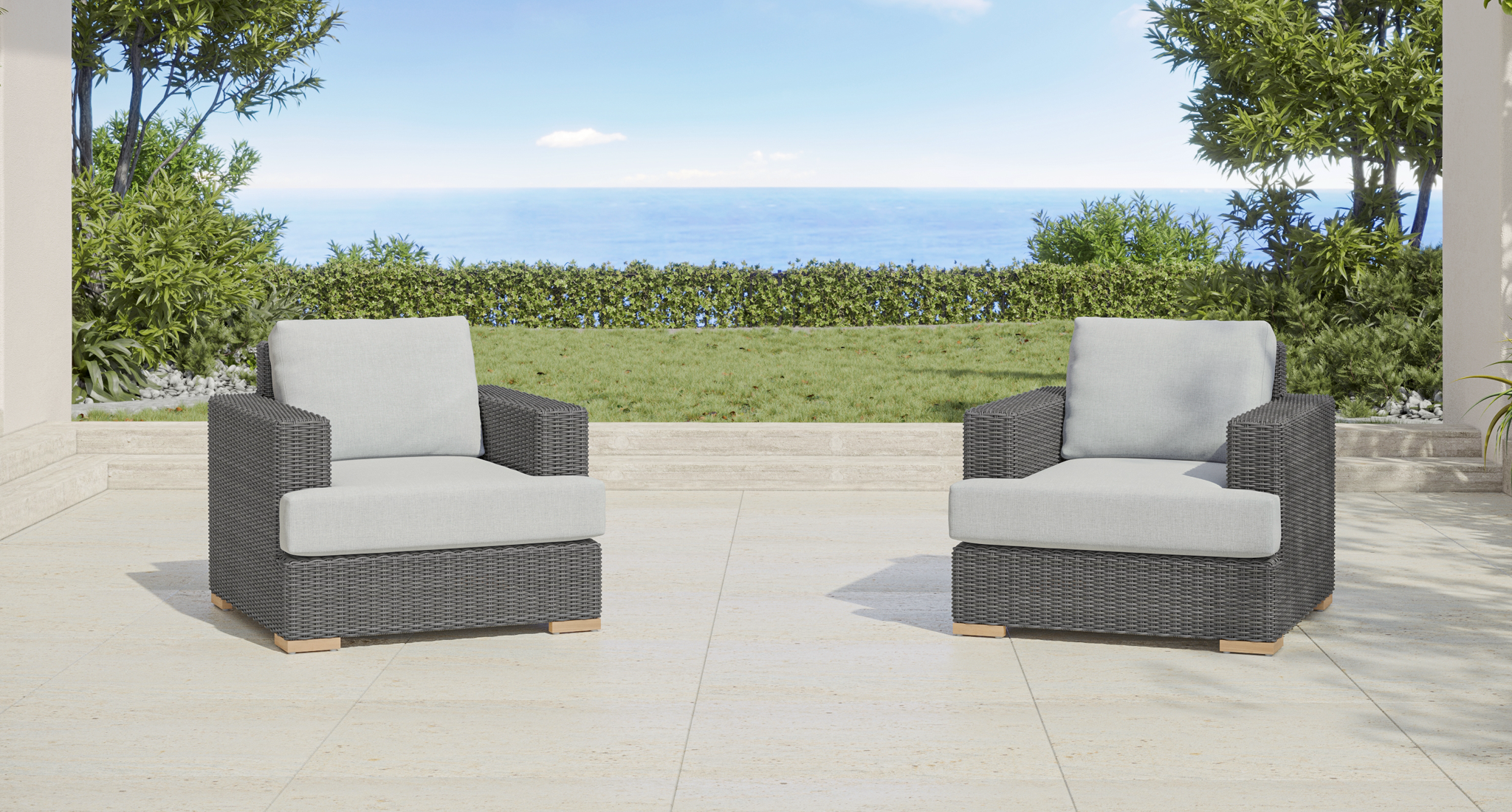 no table, with end table, with table & two ottomans