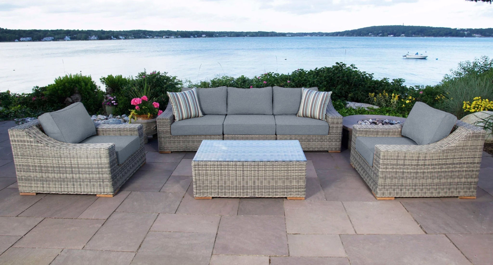 Corsica sofa and club chair set - Sunbrella Cast Slate