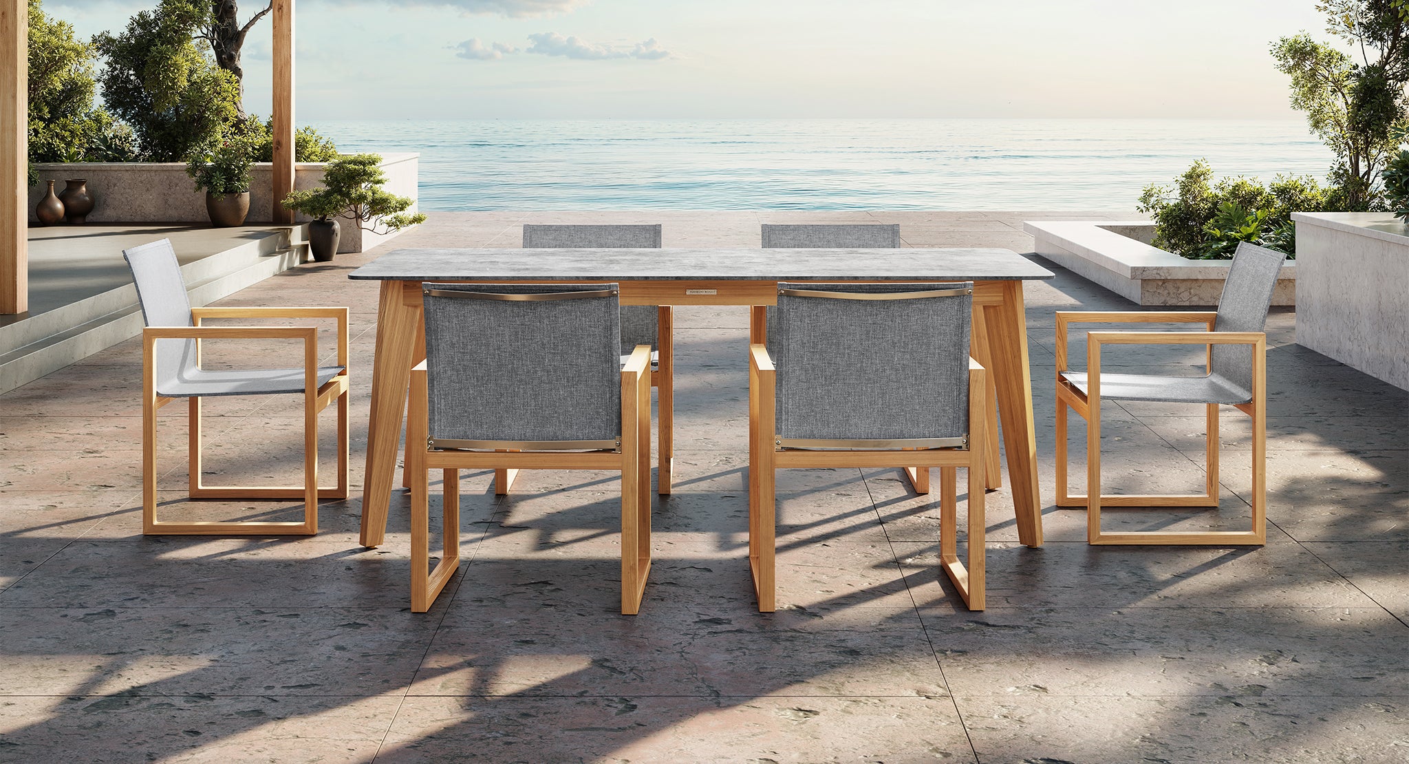 Pacific Teak & Ceramic Outdoor Dining Set for 6 | Madbury Road