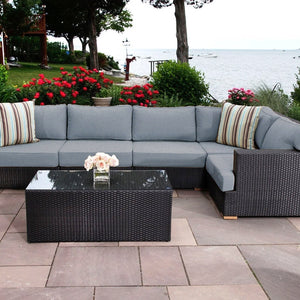 Salina sectional with extender 3 - Sunbrella Cast Slate