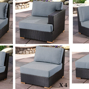 Salina outdoor u shaped sectional set pieces - Sunbrella Cast Slate