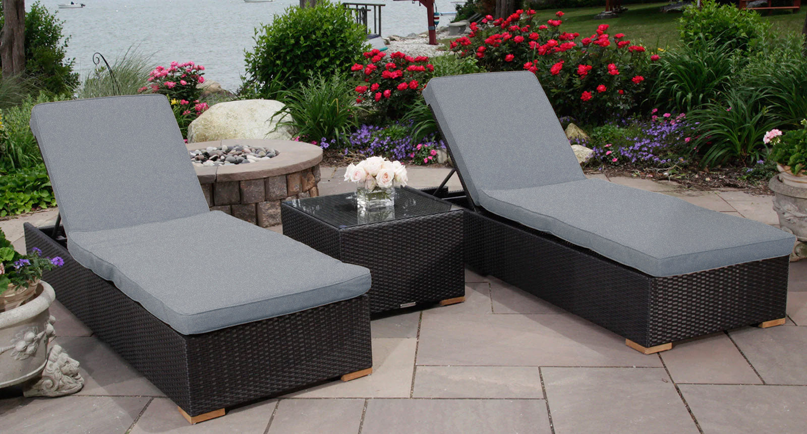 Salina lounge chair set - Sunbrella Cast Slate