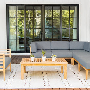 Bali teak outdoor sectional set 2 - Sunbrella Cast Slate
