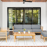 Bali teak outdoor sofa set - Sunbrella Cast Slate