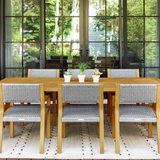 Capri Teak & Rope Outdoor Dining Set for 8