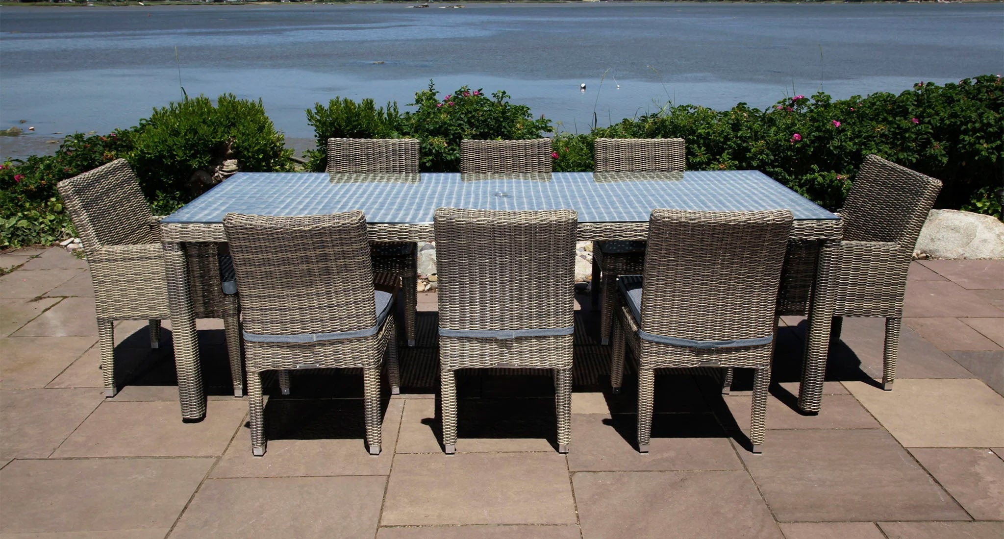 Corsica dining set for 8 - Sunbrella Cast Slate