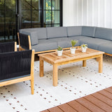 Malibu teak and rope sectional set angle - Sunbrella Cast Slate