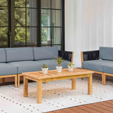 Malibu teak and rope sofa and loveseat set - Sunbrella Cast Slate