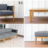 Malibu Teak & Rope Sofa Club Chair Set pieces - Sunbrella Cast Slate