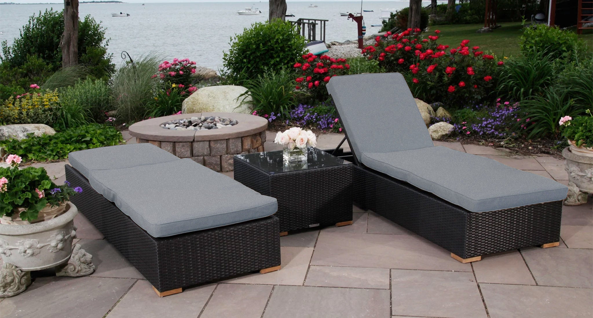 Salina lounge chair set 2 - Sunbrella Spectrum Mushroom