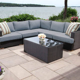 Salina sectional with extender 2 - Sunbrella Cast Slate