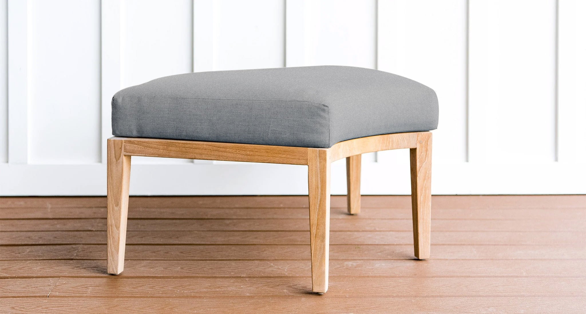 Santorini teak ottoman - Sunbrella Cast Slate