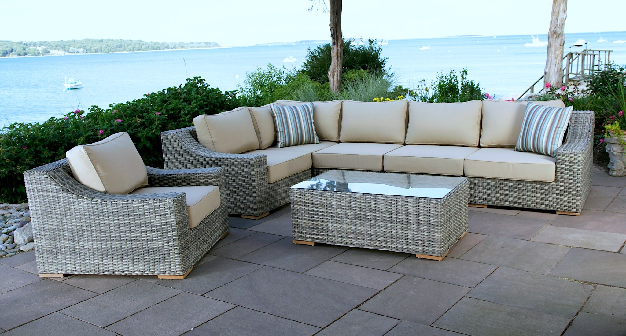 Corsica outdoor sectional - Sunbrella Spectrum Mushroom