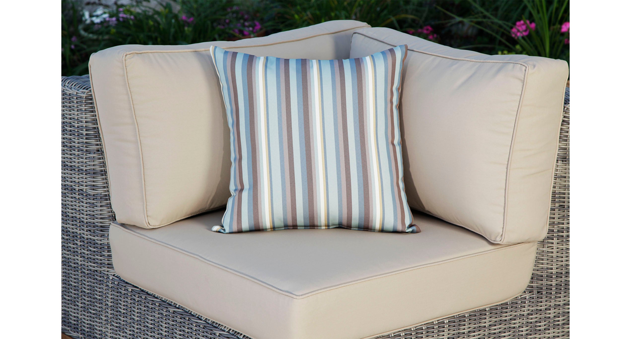 Outdoor throw pillow blue striped