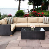 Salina sectional with extender - Sunbrella Spectrum Mushroom