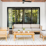 Bali teak outdoor sofa set - Sunbrella Spectrum Mushroom