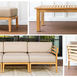 Bali teak outdoor sofa pieces- Sunbrella Spectrum Mushroom
