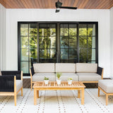 Malibu teak and rope outdoor sofa set - Sunbrella Spectrum Mushroom