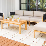 Malibu teak and rope outdoor sofa set 2 - Sunbrella Spectrum Mushroom
