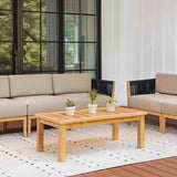 Malibu teak and rope sofa and loveseat set - Sunbrella Spectrum Mushroom