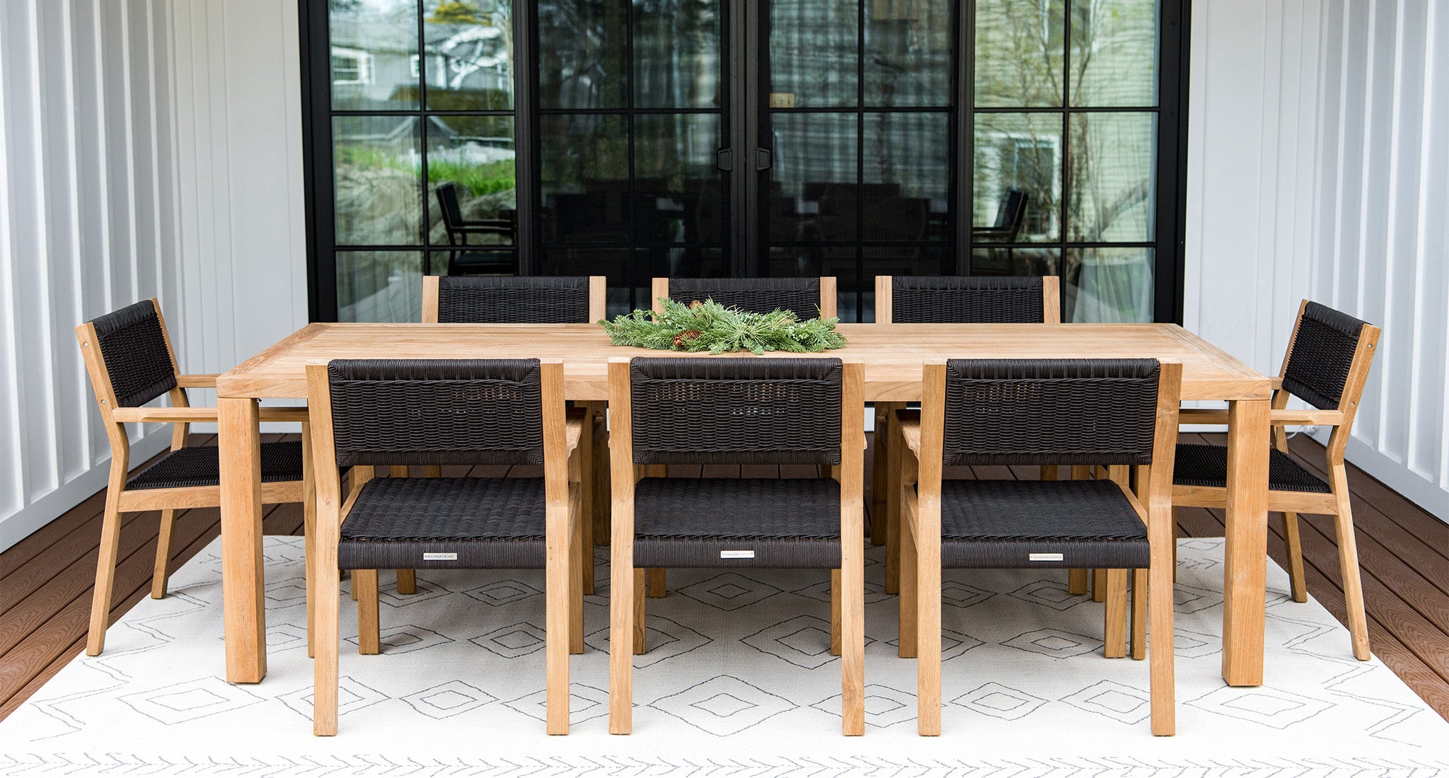 Malibu teak and rope dining set for 8