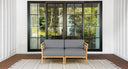 Bali teak outdoor loveseat - Sunbrella Cast Slate