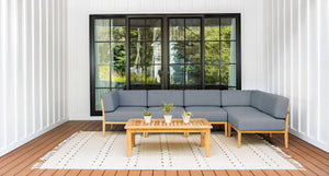Bali teak outdoor sectional - Sunbrella Cast Slate