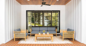 Bali Teak Sofa & Club Chair Set - Sunbrella Cast Slate