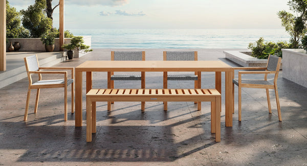 Capri Teak & Rope Outdoor Dining Set for 6