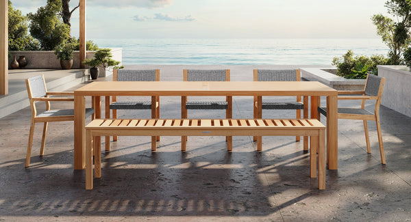 Capri Teak & Rope Outdoor Dining Set for 8