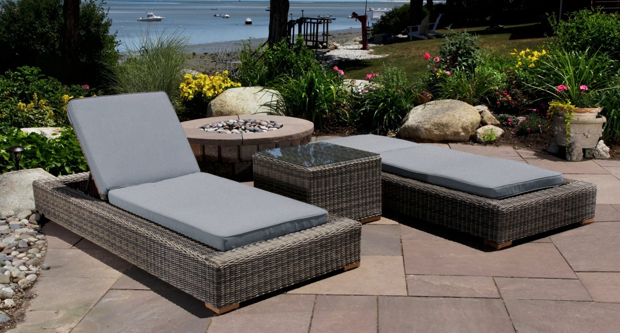 Corsica Outdoor Lounge Chair Set 2 - Sunbrella Cast Slate