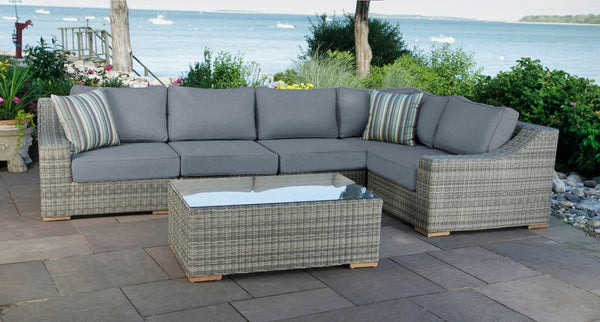 Corsica sectional with extender 3 - Sunbrella Cast Slate