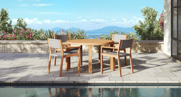 Capri Teak & Rope Outdoor Dining Set for 4