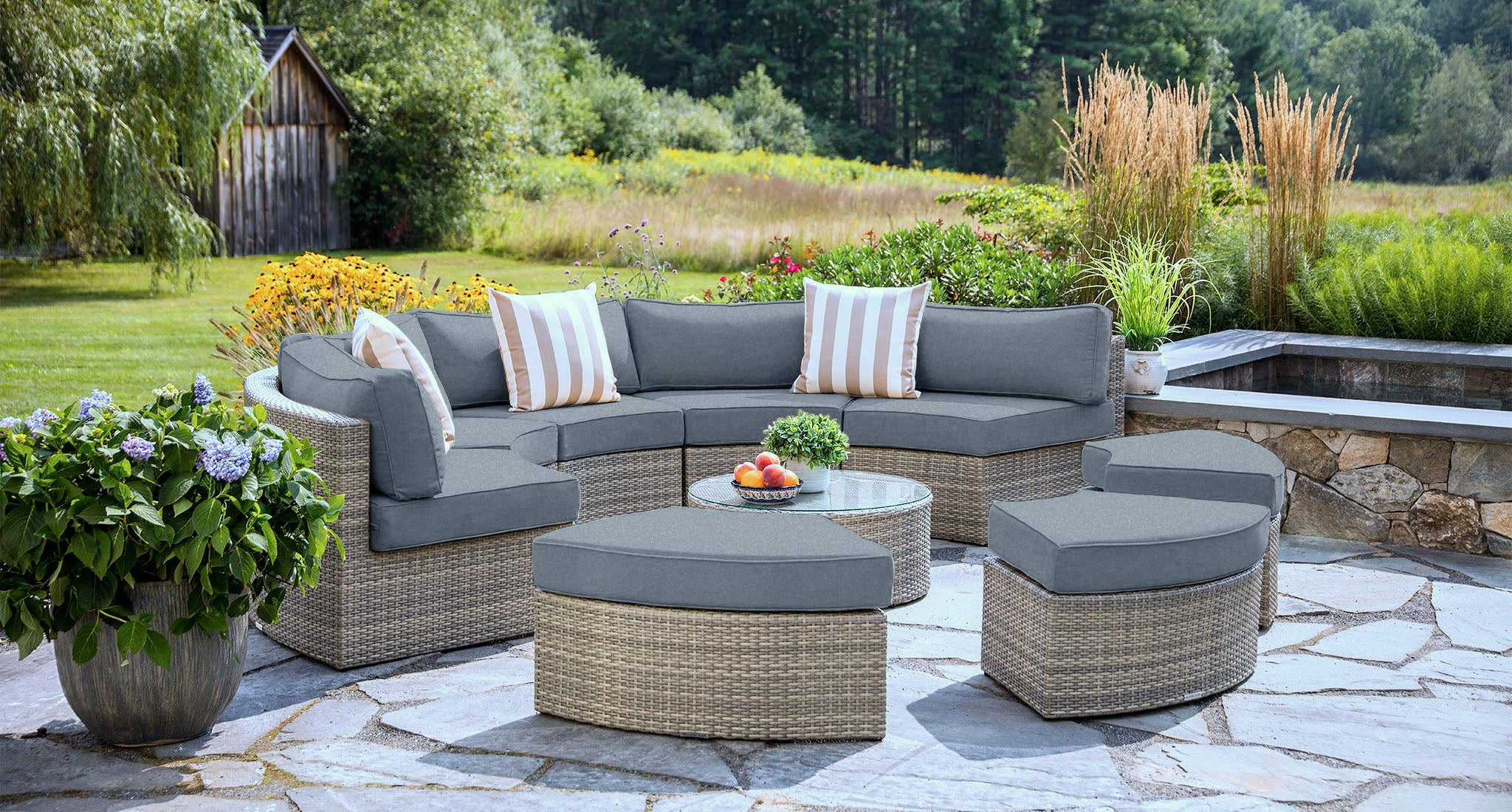 Gray santorini outdoor daybed - Sunbrella Cast Slate