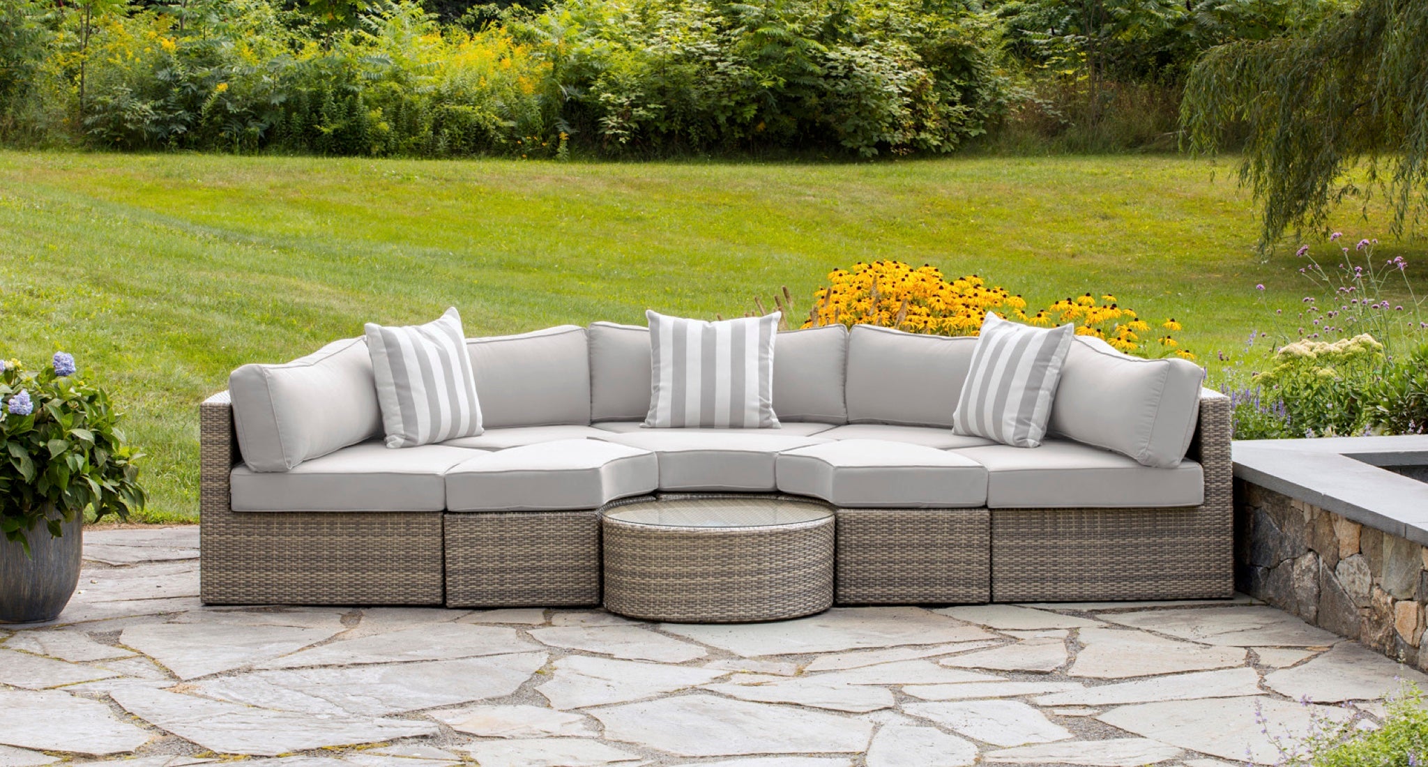 Gray All-Weather Wicker Daybed - Sunbrella Canvas Granite