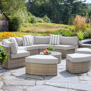  Gray Wicker Outdoor Sectional - Sunbrella Canvas Granite