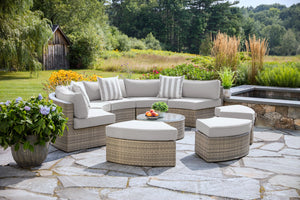  Gray Wicker Outdoor Sectional - Sunbrella Canvas Granite