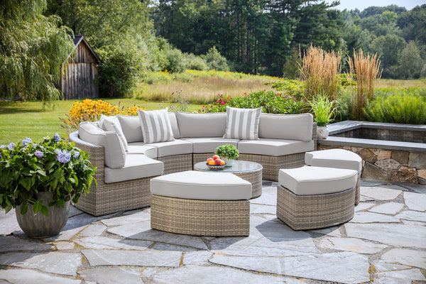  Gray Wicker Outdoor Sectional - Sunbrella Canvas Granite