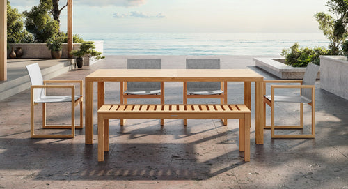 Pacific Teak & Mesh Outdoor Dining Set for 6