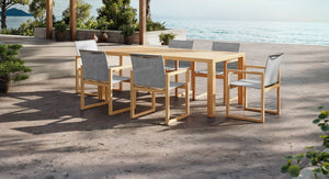 Bali Teak & Mesh Outdoor Dining Set for 6