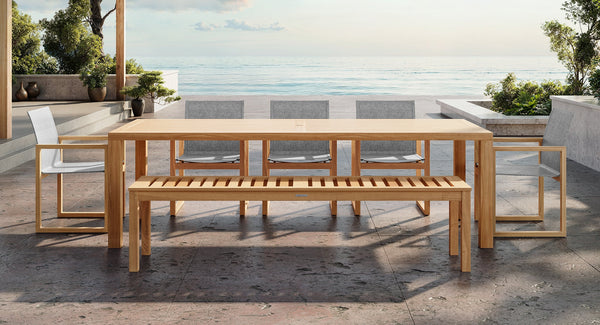 Bali Teak & Mesh Outdoor Dining Set for 8