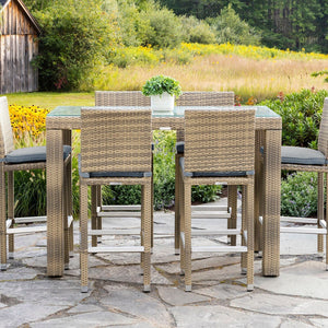 Corsica outdoor bar set for 6 - Sunbrella Cast Slate