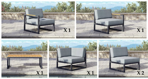 Pacific Aluminum Outdoor Sectional Set
