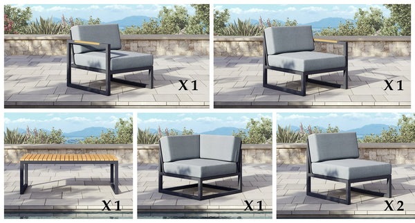 Pacific Aluminum Outdoor Sectional Set