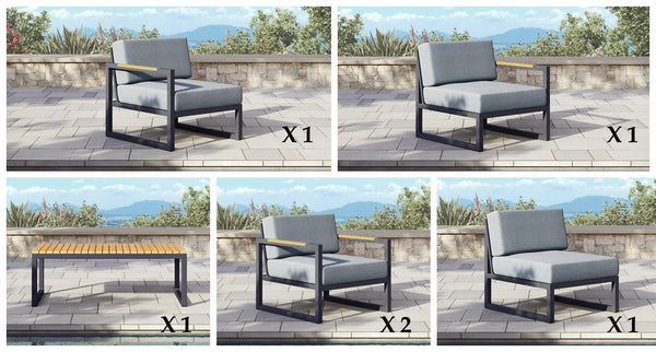 Pacific Aluminum Outdoor Sofa & Club Chair Set