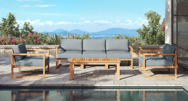Pacific Teak Outdoor Sofa & Club Chair Set