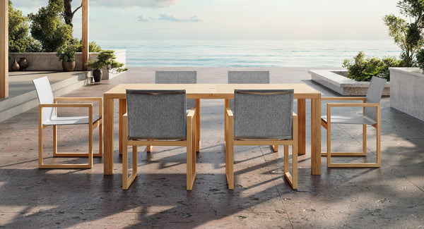 Pacific Teak & Mesh Outdoor Dining Set for 6
