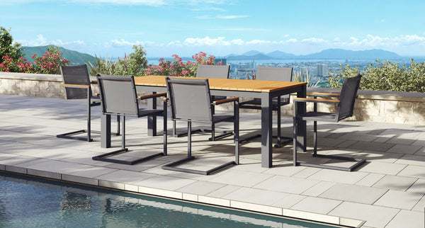 Pacific Teak & Aluminum Outdoor Dining Set for 6